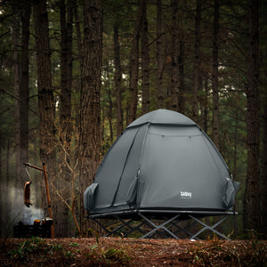 SoBuy Lettino da campeggio Brandina da esterno Tenda antipioggia portatile Starry Sky con tasche porta scarpe Tenda 3 in 1 per 2 persone Grigio 193x145x188 cm OGS32-L-HG