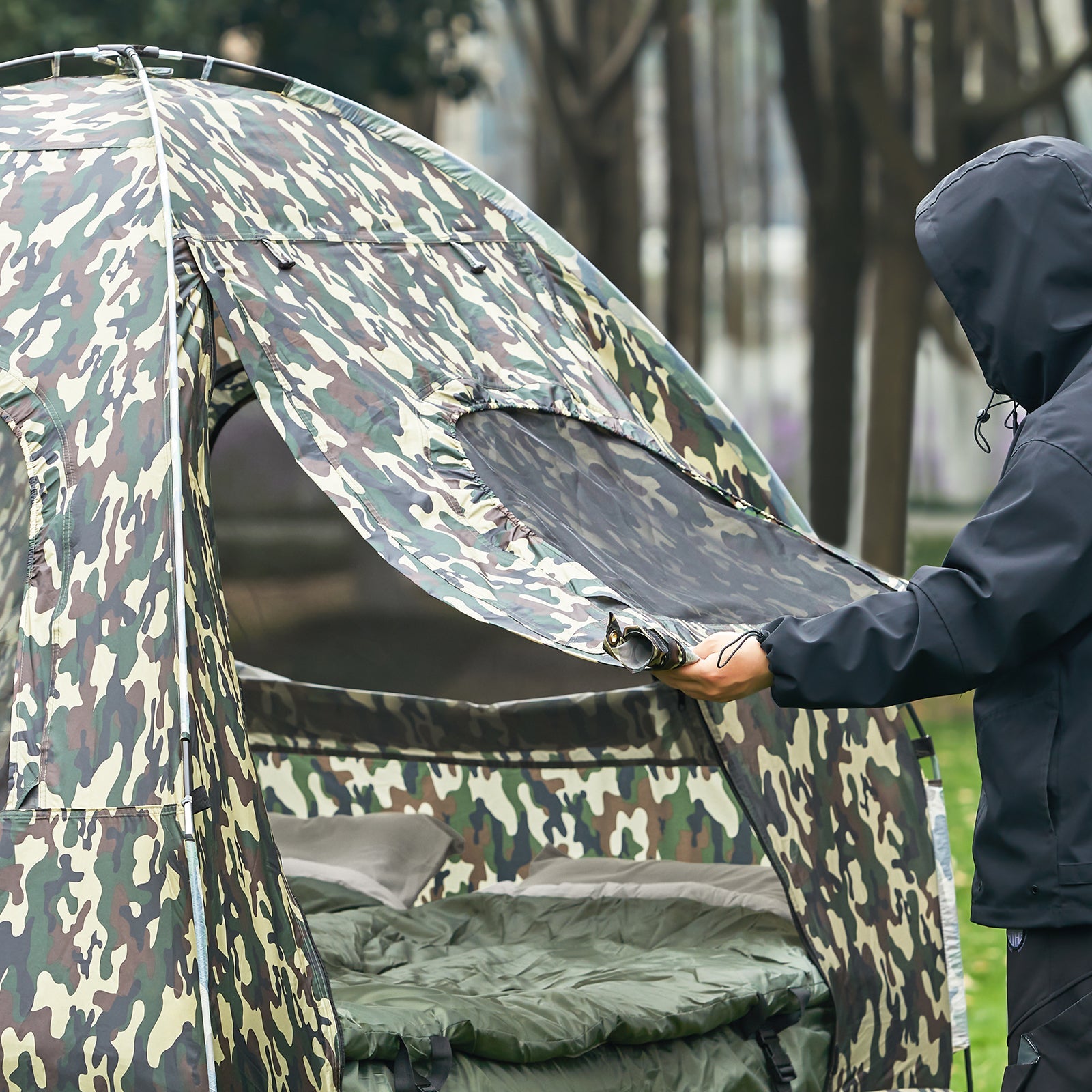 Brandina pieghevole campeggio Tenda da Campeggio con materasso Multicolori 193x145x178cm OGS61-L-TN