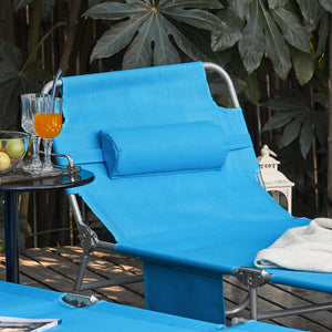 Sdraio pieghevole,lettino prendisole,schienale reclinabile,1 pezzo, Blu OGS35-B