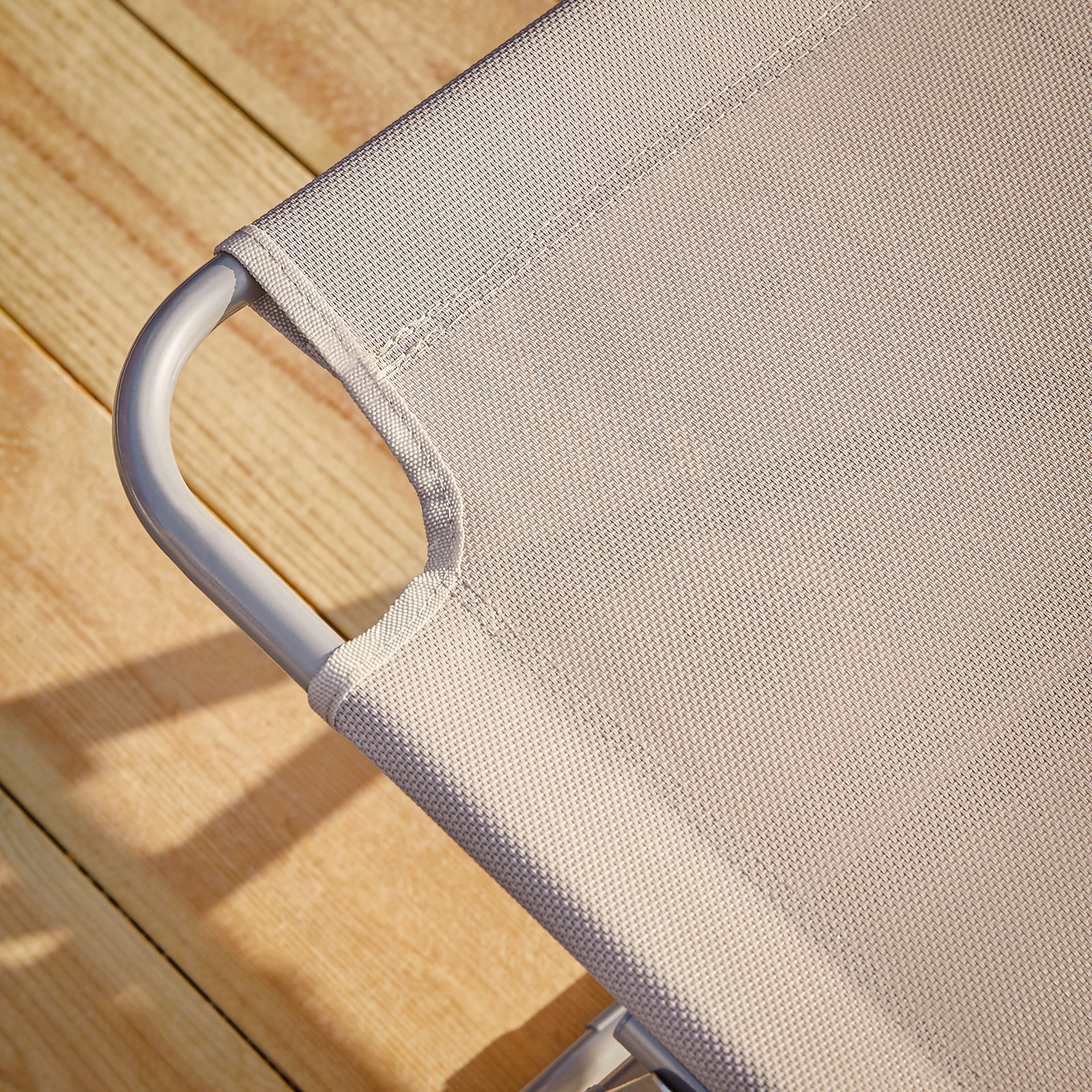 Sdraio pieghevole,lettino prendisole,schienale reclinabile,2 pezzi, Beige OGS35-MIx2