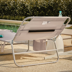 Sdraio pieghevole,lettino prendisole,schienale reclinabile,2 pezzi, Beige OGS35-MIx2