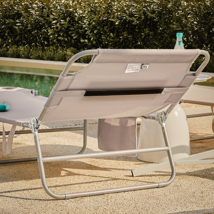 Sdraio pieghevole,lettino prendisole,schienale reclinabile,2 pezzi, Beige OGS35-MIx2