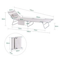 Sdraio pieghevole,lettino prendisole,schienale reclinabile,2 pezzi, Beige OGS35-MIx2