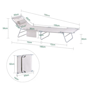 Sdraio pieghevole,lettino prendisole,schienale reclinabile,2 pezzi, Beige OGS35-MIx2