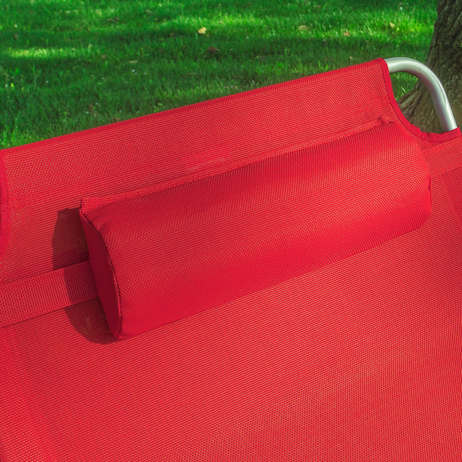 SoBuy Sdraio da Giardino Reclinabile Lettino Prendisole con Cuscino e Tasca Laterale Sedia Sdraio da Esterno per Patio Campeggio Spiaggia Sdraio Pieghevole da Giardino Rosso 155x56x81cm OGS35-R