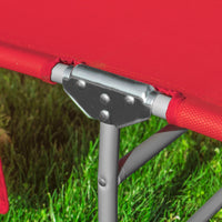 SoBuy Sdraio da Giardino Reclinabile Lettino Prendisole con Cuscino e Tasca Laterale Sedia Sdraio da Esterno per Patio Campeggio Spiaggia Sdraio Pieghevole da Giardino Rosso 155x56x81cm OGS35-R