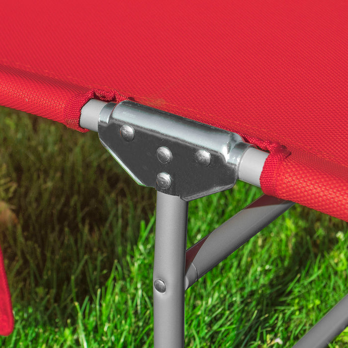 SoBuy Sdraio da Giardino Reclinabile Lettino Prendisole con Cuscino e Tasca Laterale Sedia Sdraio da Esterno per Patio Campeggio Spiaggia Sdraio Pieghevole da Giardino Rosso 155x56x81cm OGS35-R