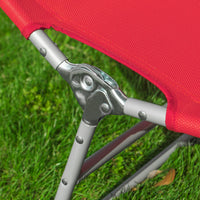 SoBuy Sdraio da Giardino Reclinabile Lettino Prendisole con Cuscino e Tasca Laterale Sedia Sdraio da Esterno per Patio Campeggio Spiaggia Sdraio Pieghevole da Giardino Rosso 155x56x81cm OGS35-R