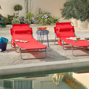 Sdraio pieghevole,lettino prendisole,schienale reclinabile,2 pezzi, Rosso OGS35-Rx2