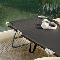 Sdraio pieghevole,lettino prendisole,schienale reclinabile,2 pezzi, Nero OGS35-SCHx2