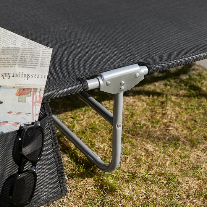 Sdraio pieghevole,lettino prendisole,schienale reclinabile,2 pezzi, Nero OGS35-SCHx2