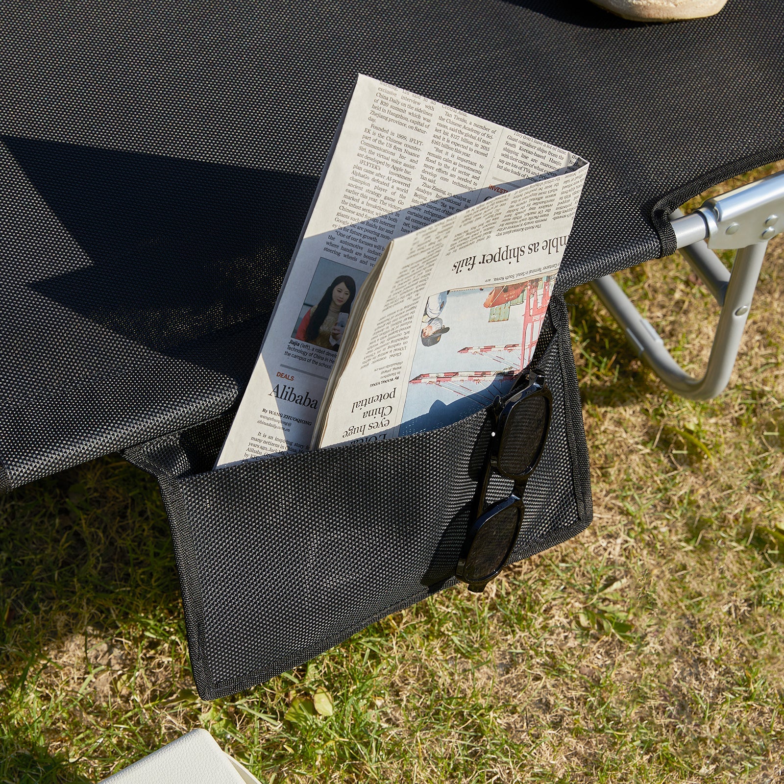 Sdraio pieghevole,lettino prendisole,schienale reclinabile,2 pezzi, Nero OGS35-SCHx2