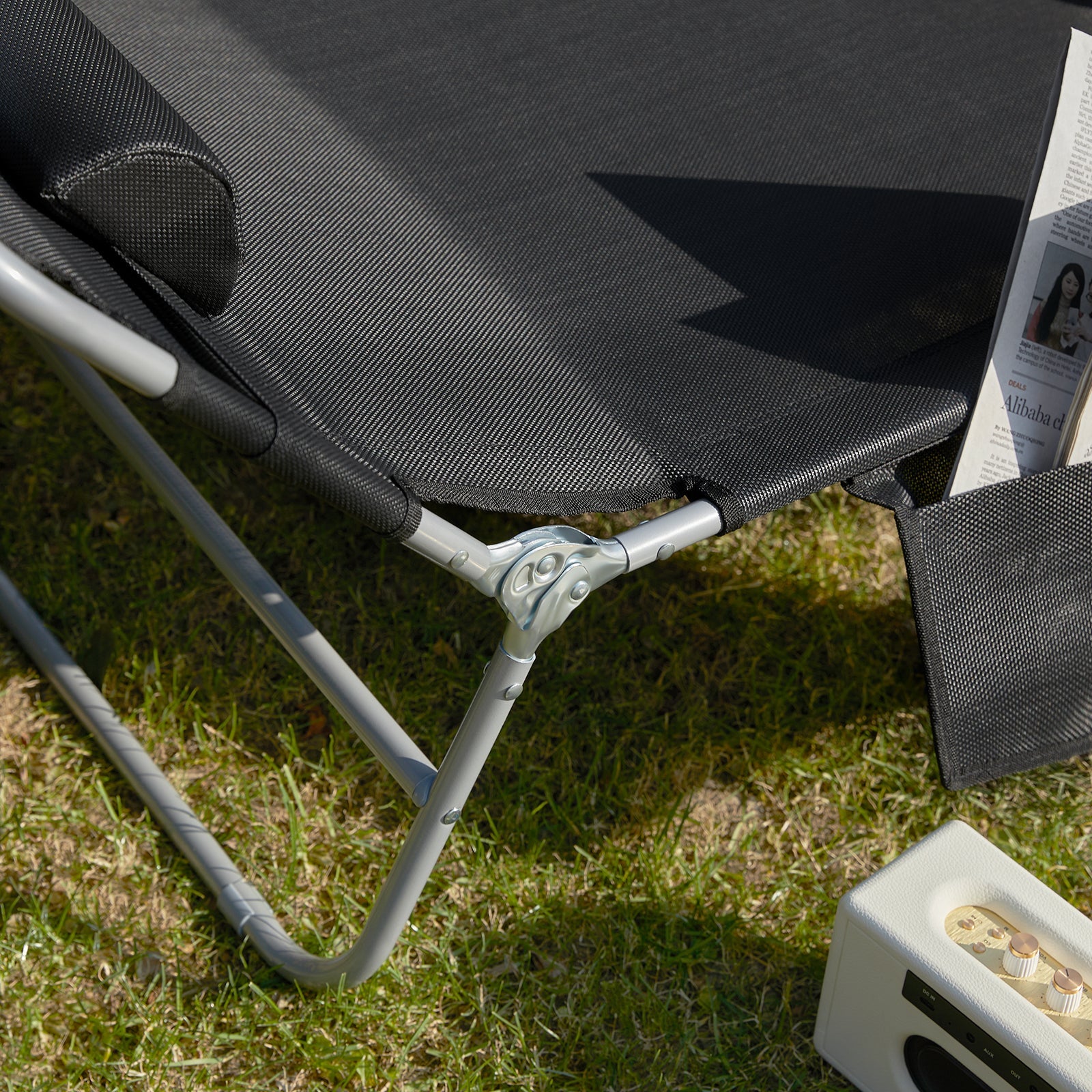 Sdraio pieghevole,lettino prendisole,schienale reclinabile,2 pezzi, Nero OGS35-SCHx2