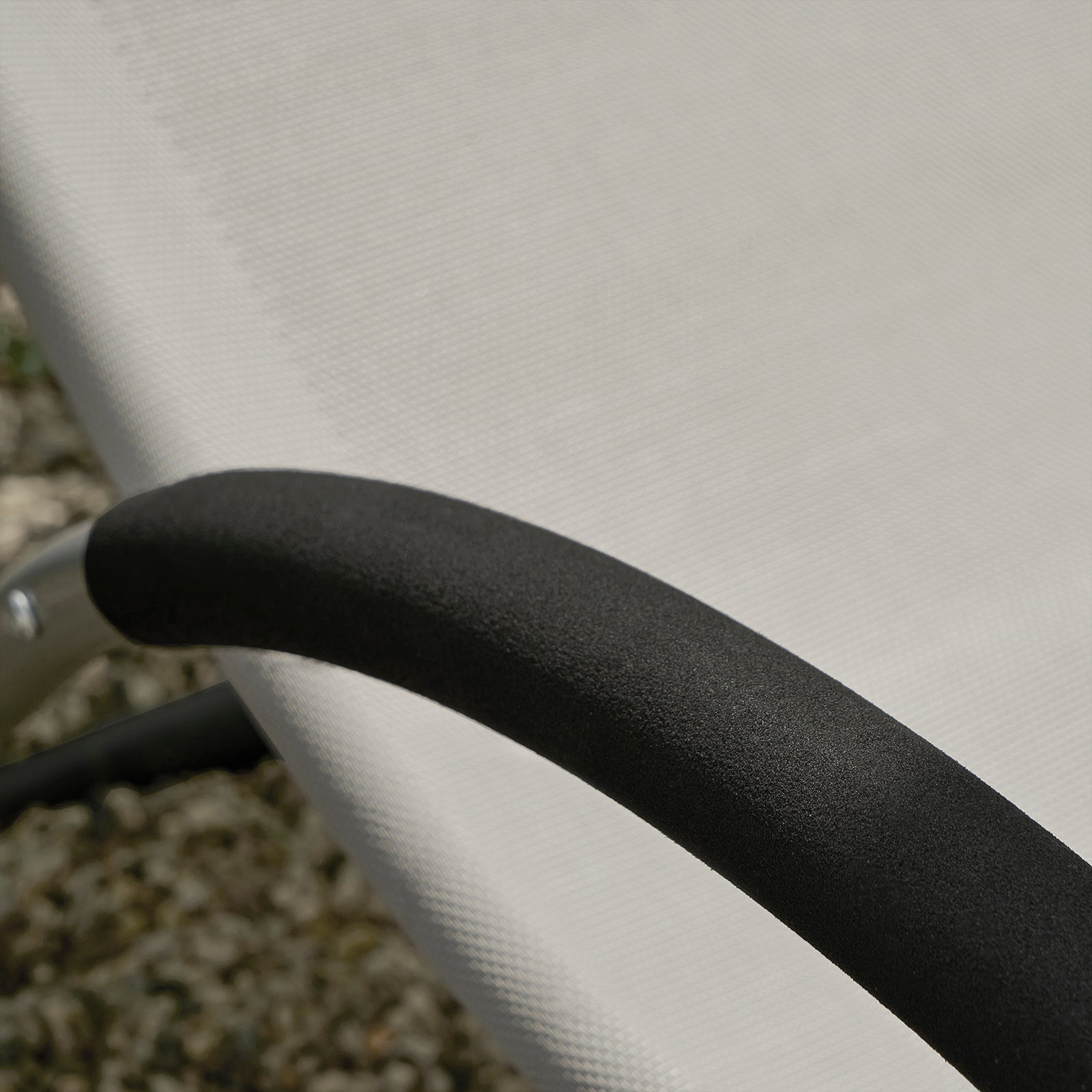 Sedia Sdraio Lettino da Giardino in Verniciato a Polvere Ferro e Tessuto di teslin, Grigio, OGS38-HG