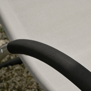 Sedia Sdraio Lettino da Giardino in Verniciato a Polvere Ferro e Tessuto di teslin, Grigio, OGS38-HG