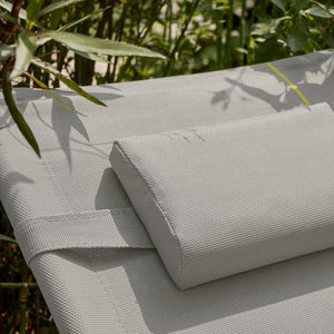 Sedia Sdraio Lettino da Giardino in Verniciato a Polvere Ferro e Tessuto di teslin, Grigio, OGS38-HG