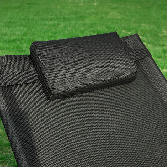 SoBuy Lettino prendisole da giardino Sedia con poggiatesta Sdraio per esterni giardino spiaggia Sedia da campeggio Nero 165x55x67 cm OGS38-SCH