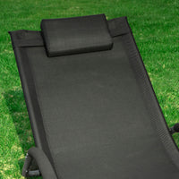 SoBuy Lettino prendisole da giardino Sedia con poggiatesta Sdraio per esterni giardino spiaggia Sedia da campeggio Nero 165x55x67 cm OGS38-SCH