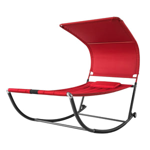 Lettino da Giardino con Ruote Poltrona a Dondolo Sdraio Giardino Letto Singolo Max. 200 kg L97*P207 cm Rosso OGS44-R