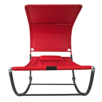 Lettino da Giardino con Ruote Poltrona a Dondolo Sdraio Giardino Letto Singolo Max. 200 kg L97*P207 cm Rosso OGS44-R
