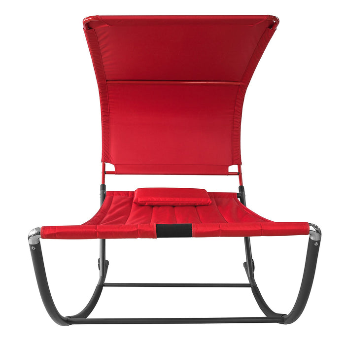 Lettino da Giardino con Ruote Poltrona a Dondolo Sdraio Giardino Letto Singolo Max. 200 kg L97*P207 cm Rosso OGS44-R