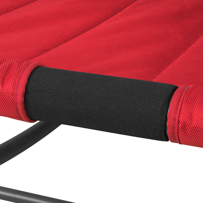 Lettino da Giardino con Ruote Poltrona a Dondolo Sdraio Giardino Letto Singolo Max. 200 kg L97*P207 cm Rosso OGS44-R