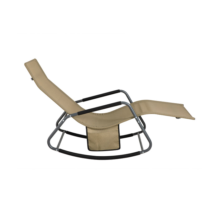 SoBuy Dondolo da Giardino Sedia a Dondolo da Esterno Lettino Prendisole con Tasca Laterale Poltrona da Giardino Sdraio per Patio Balcone Campeggio Spiaggia Cacchi 143x57x85 cm OGS47-KA