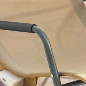 SoBuy Dondolo da Giardino Sedia a Dondolo da Esterno Lettino Prendisole con Tasca Laterale Poltrona da Giardino Sdraio per Patio Balcone Campeggio Spiaggia Cacchi 143x57x85 cm OGS47-KA