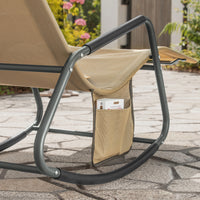 SoBuy Dondolo da Giardino Sedia a Dondolo da Esterno Lettino Prendisole con Tasca Laterale Poltrona da Giardino Sdraio per Patio Balcone Campeggio Spiaggia Cacchi 143x57x85 cm OGS47-KA
