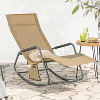 SoBuy Dondolo da Giardino Sedia a Dondolo da Esterno Lettino Prendisole con Tasca Laterale Poltrona da Giardino Sdraio per Patio Balcone Campeggio Spiaggia Cacchi 143x57x85 cm OGS47-KA