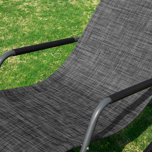 SoBuy Dondolo da Giardino Sedia a Dondolo da Esterno Lettino Prendisole con Tasca Laterale Poltrona da Giardino Sdraio per Patio Balcone Campeggio Spiaggia Nero/Grigio 143x57x85 cm OGS47-MS