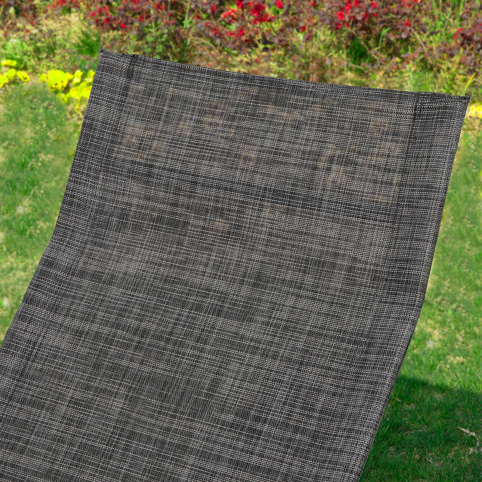 SoBuy Dondolo da Giardino Sedia a Dondolo da Esterno Lettino Prendisole con Tasca Laterale Poltrona da Giardino Sdraio per Patio Balcone Campeggio Spiaggia Nero/Grigio 143x57x85 cm OGS47-MS