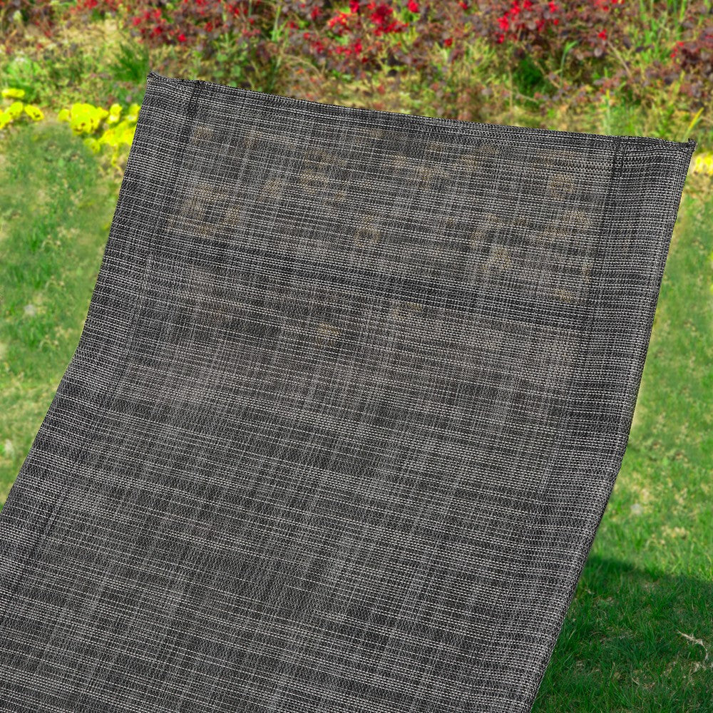 SoBuy Dondolo da Giardino Sedia a Dondolo da Esterno Lettino Prendisole con Tasca Laterale Poltrona da Giardino Sdraio per Patio Balcone Campeggio Spiaggia Nero/Grigio 143x57x85 cm OGS47-MS