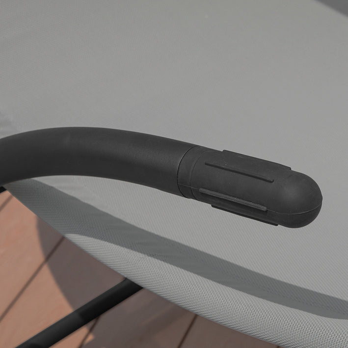 Sdraio Dondolo da Giardino 2 Posti con 2 Cuscini e Tettuccio Portata Fino a 300 kg L123*P190*A38 CM Grigio OGS50-HG