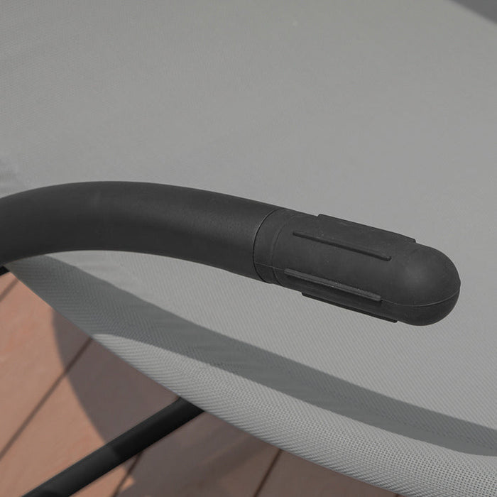 Sdraio Dondolo da Giardino 2 Posti con 2 Cuscini e Tettuccio Portata Fino a 300 kg L123*P190*A38 CM Grigio OGS50-HG