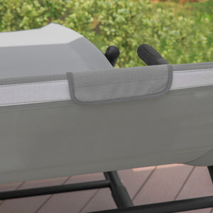 SoBuy Sdraio dondolo da giardino 2 Posti con 2 Cuscini e Tettuccio Sdraio prendisole per esterni Grigio 140x184x180 cm OGS50-HG