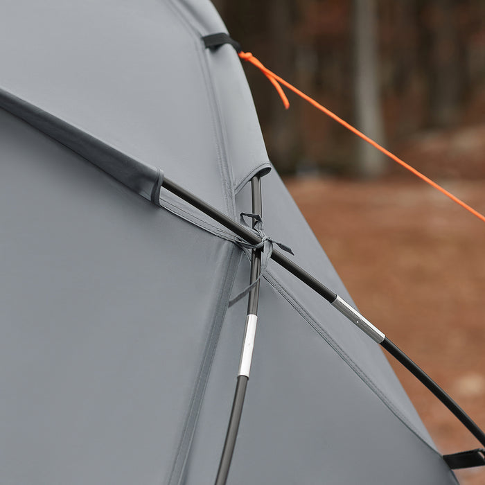 SoBuy Lettino da campeggio Brandina da campeggio con finestra Tenda da esterno Tenda singola pieghevole per 1 persona Grigio 194x87x147 cm OGS60-HG