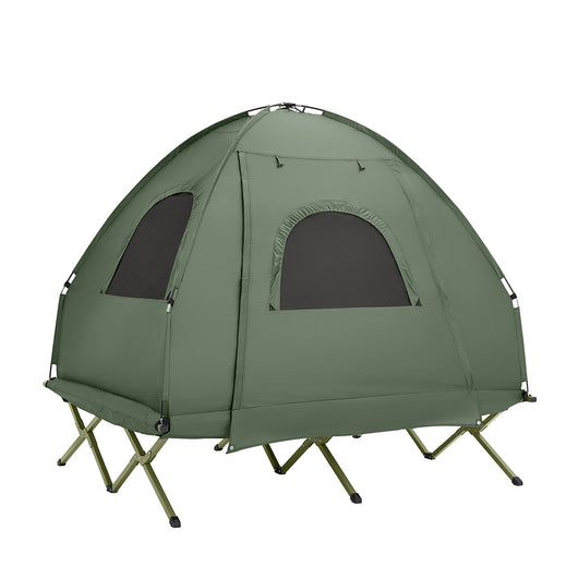SoBuy Tenda da campeggio per 2 persone Letto a castello Tenda 4 in 1 con borsa di trasporto Brandina pieghevole campeggio Verde pratico 193 x 145 x 185 cm OGS61-L-GR