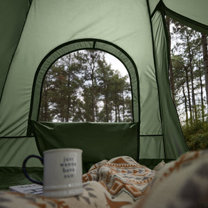 SoBuy Tenda da campeggio per 2 persone Letto a castello Tenda 4 in 1 con borsa di trasporto Brandina pieghevole campeggio Verde pratico 193 x 145 x 185 cm OGS61-L-GR