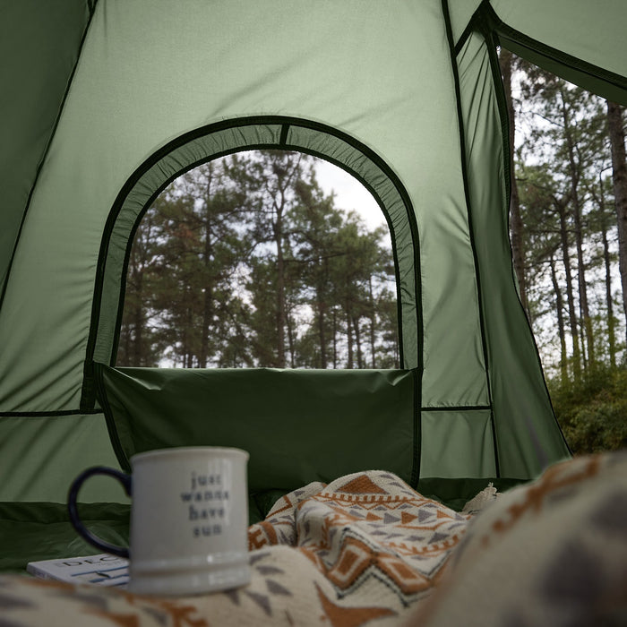 SoBuy Tenda da campeggio per 2 persone Letto a castello Tenda 4 in 1 con borsa di trasporto Brandina pieghevole campeggio Verde pratico 193 x 145 x 185 cm OGS61-L-GR