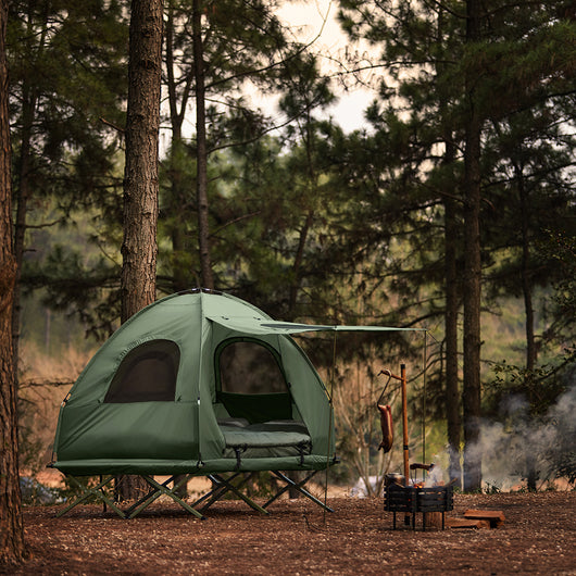 SoBuy Tenda da campeggio per 2 persone Letto a castello Tenda 4 in 1 con borsa di trasporto Brandina pieghevole campeggio Verde pratico 193 x 145 x 185 cm OGS61-L-GR