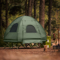 SoBuy Tenda da campeggio per 2 persone Letto a castello Tenda 4 in 1 con borsa di trasporto Brandina pieghevole campeggio Verde pratico 193 x 145 x 185 cm OGS61-L-GR