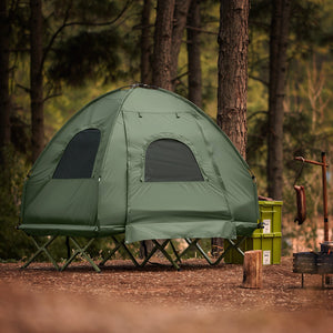 SoBuy Tenda da campeggio per 2 persone Letto a castello Tenda 4 in 1 con borsa di trasporto Brandina pieghevole campeggio Verde pratico 193 x 145 x 185 cm OGS61-L-GR