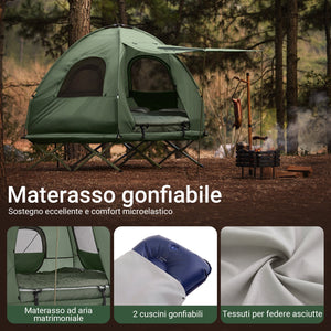 SoBuy Tenda da campeggio per 2 persone Letto a castello Tenda 4 in 1 con borsa di trasporto Brandina pieghevole campeggio Verde pratico 193 x 145 x 185 cm OGS61-L-GR