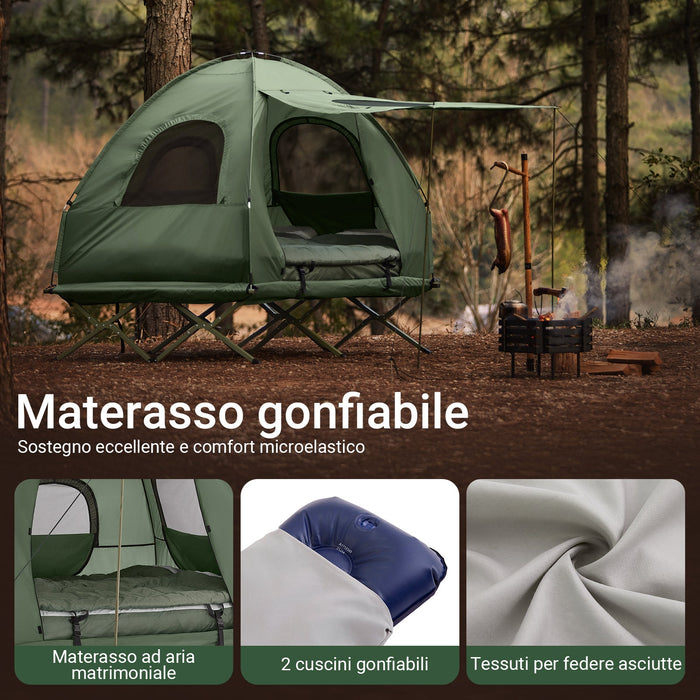 SoBuy Tenda da campeggio per 2 persone Letto a castello Tenda 4 in 1 con borsa di trasporto Brandina pieghevole campeggio Verde pratico 193 x 145 x 185 cm OGS61-L-GR