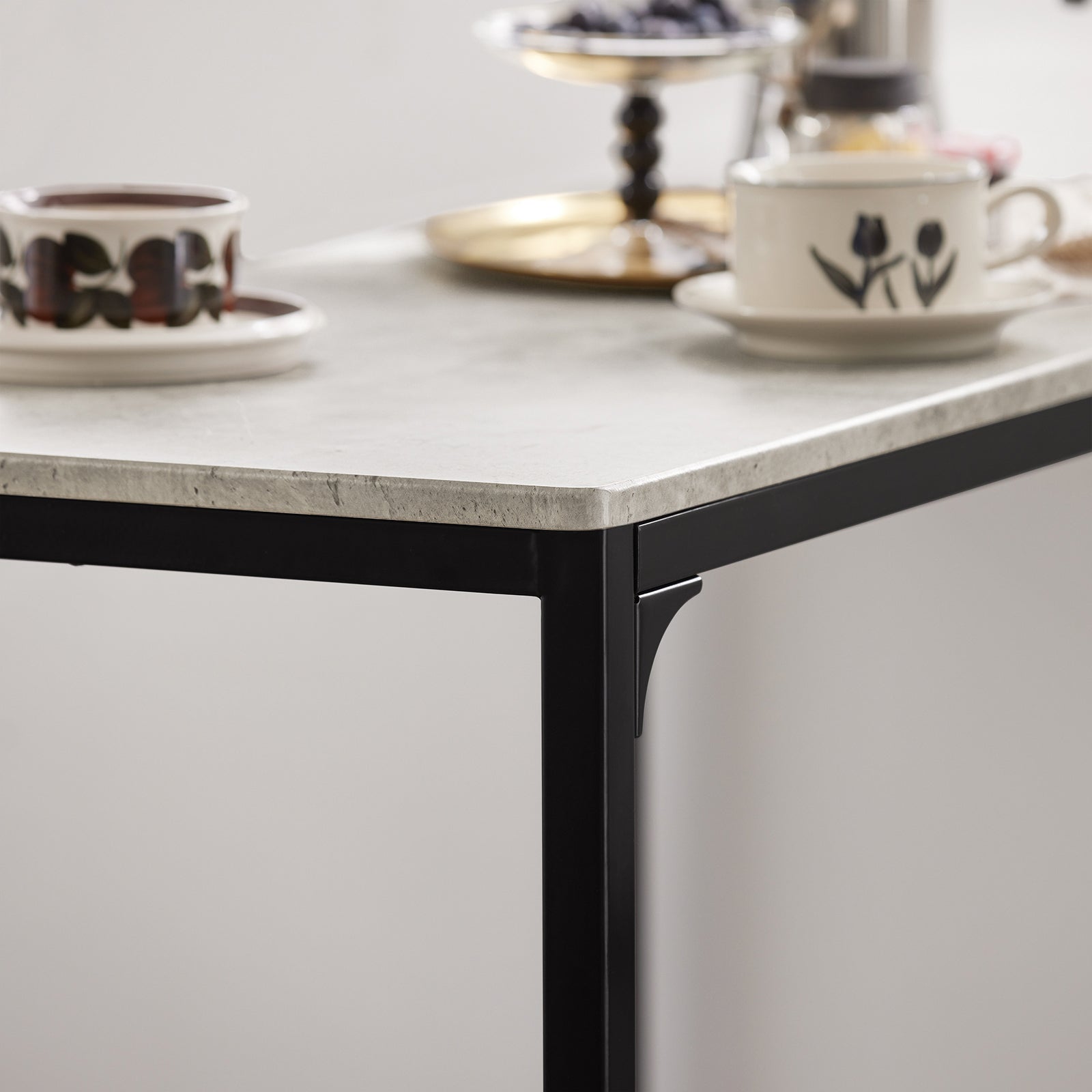 Set 3 Pezzi Tavolo con 2 sgabelli Alto Mobile Bar per casa Stile Vintage, Grigio, L89*P45*A86.5cm OGT03-HG