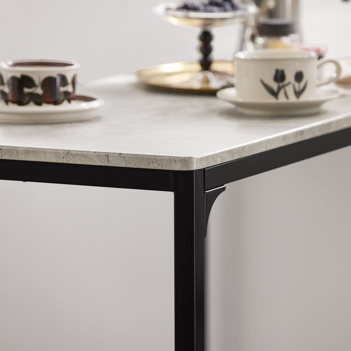 Set 3 Pezzi Tavolo con 2 sgabelli Alto Mobile Bar per casa Stile Vintage, Grigio, L89*P45*A86.5cm OGT03-HG