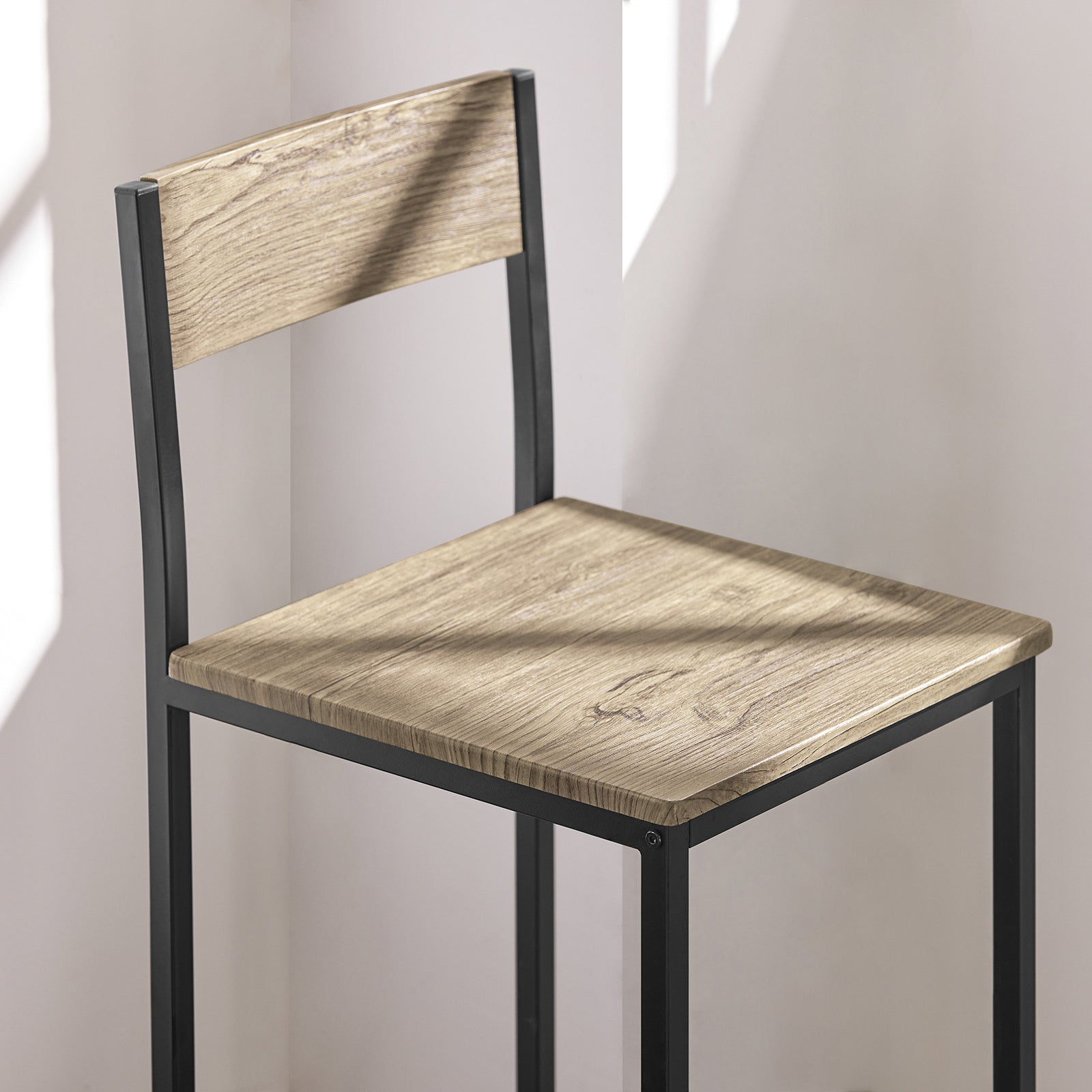 Set 3 Pezzi Tavolo con 2 sgabelli Alto Mobile Bar per casa Stile Vintage,Marrone, L89*P45*A86.5cm OGT03-N