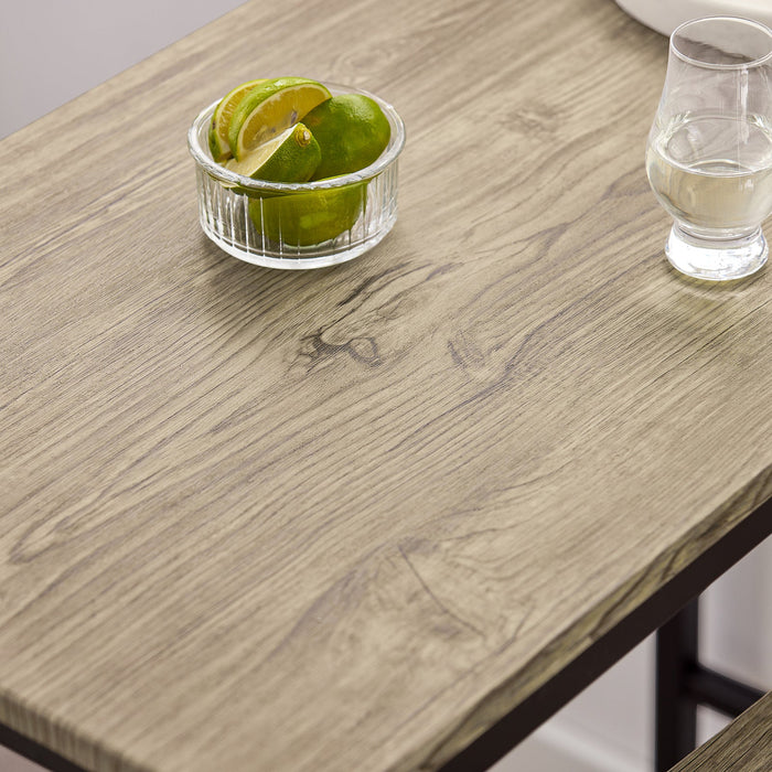 Set 3 Pezzi Tavolo con 2 sgabelli Alto Mobile Bar per casa Stile Vintage,Marrone, L89*P45*A86.5cm OGT03-N