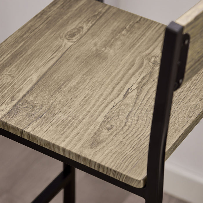 Set 3 Pezzi Tavolo con 2 sgabelli Alto Mobile Bar per casa Stile Vintage,Marrone, L89*P45*A86.5cm OGT03-N